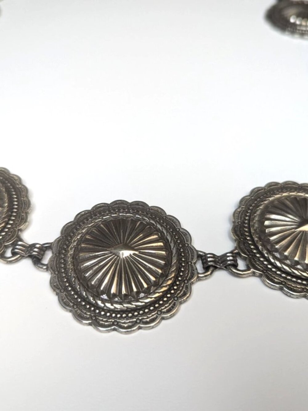 Vintage 1996 Fossil Concho Belt Style 49030 Heavy 11oz Metal Western Design - Picture 3 of 7